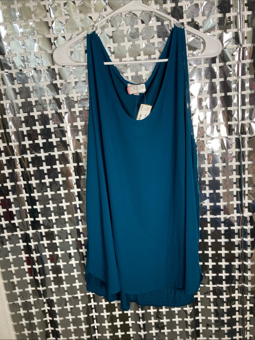 LOFT Teal Sleeveless Draped Tank Top